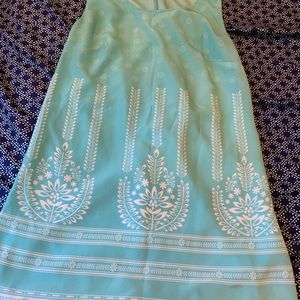 Light Blue sleeveless dress with flower prints